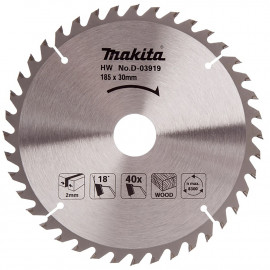 D-03919 Disco sierra circular , Standard T.C.T, 185 x 30 mm, 40 D
