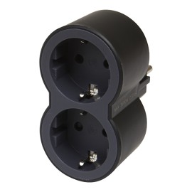 ADAPTADOR ESTÁNDAR 2X2P+T FRONTAL NEGRO - 16 A