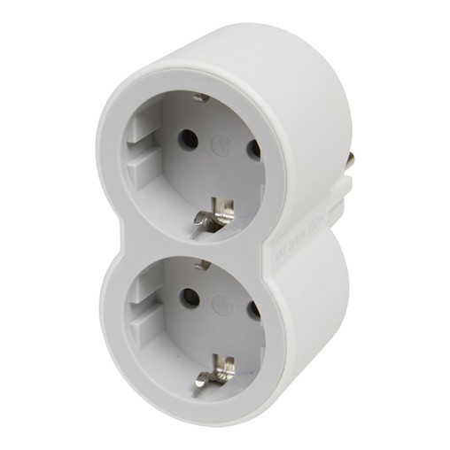 ADAPTADOR ESTÁNDAR 2X2P+T FRONTAL BCO/GRIS - 16 A