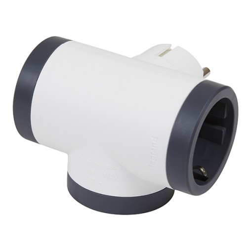 ADAPTADOR 3x2P + T LATERAL BCO/NEGRO - 16 A