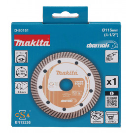 D-80151 Disco de diamante 115 x 22,23 mm, Banda Turbo