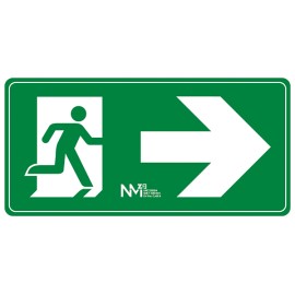 SEÑAL EVACUACIÓN FLECHA DERECHA PVC CLASE B - 100X40X120