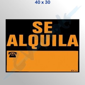 CARTEL PLASTIFICADO SE ALQUILA - 40X30 CM