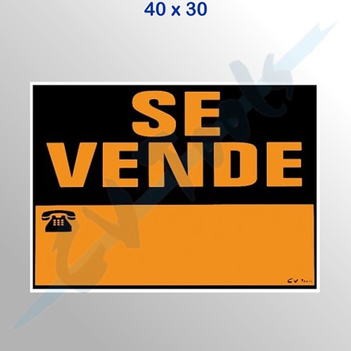 CARTEL PLASTIFICADO SE VENDE - 40X30 CM