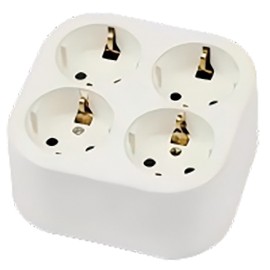 BASE MULTIPLE 10/16A 4T TT S/CABLE CUADRADA