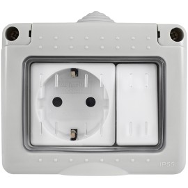 CONMUTADOR Y BASE SUPERFICIE ESTANCO SCHUKO C/TT