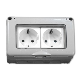 BASE DOBLE SUPERIFICIE ESTANCO SCHUKO C/TT IP55