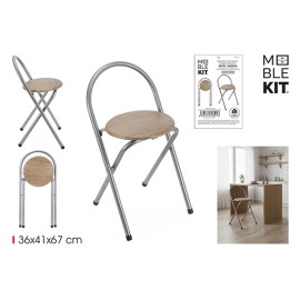 TABURETE C/RESPALDO MADERA METAL