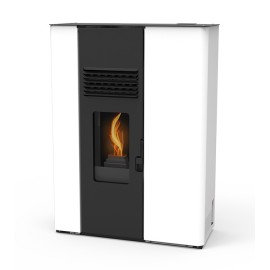 ESTUFA PELLET CANALIZABLE BLANCA SLIM PASILLO - 10 KW