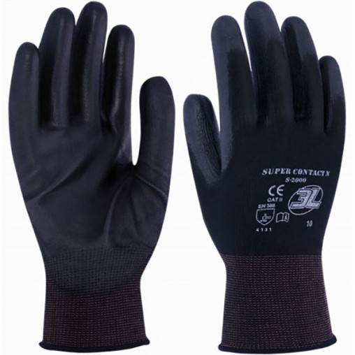 GUANTE NYLON NEGRO PU - T.9