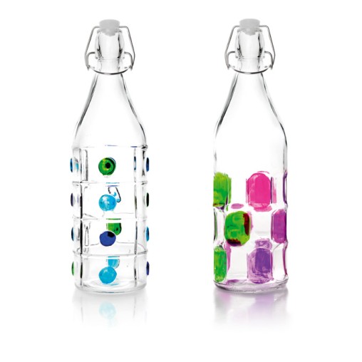 BOTELLA VIDRIO DECORADA - 1 L