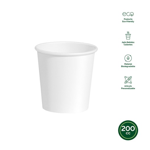 VASO DESECHABLE CARTON BIO BCO B/50 - 200 CM3
