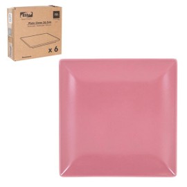 PLATO LLANO CUADRADO ROSA - 26,5 CM