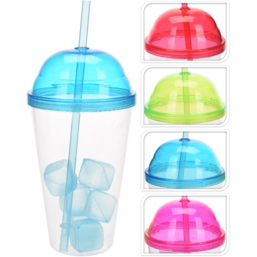 VASO C/CUBITOS /PAJITA 4 COLOR - 550ML
