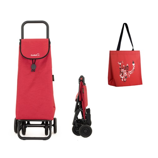CARRO COMPRA 4R ROJO+BOLSA 44 - 55 L