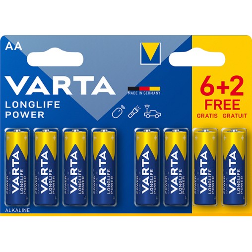 (20 u.) PILA ALCALINA LR06 AA BL 6+2 LONGLIFE POWER