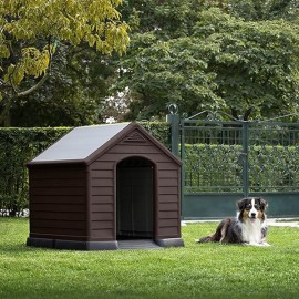 CASETA PERRO RESINA MARRON - 99X99X95CM
