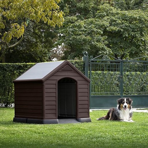 CASETA PERRO RESINA MARRON - 99X99X95CM
