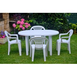 MESA JARDIN OVAL BLANCA - 130X90 CM