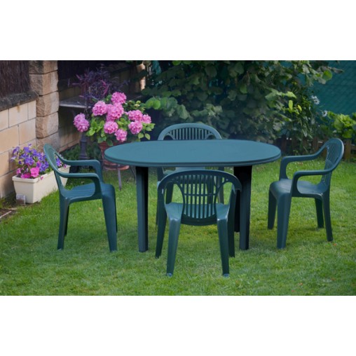 MESA JARDIN OVAL VERDE - 130X90 CM