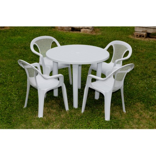 MESA JARDIN REDONDA BLANCA - 90 CM