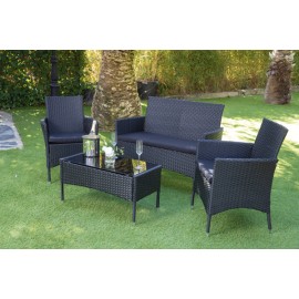 CONJUNTO RATAN NEGRO VITI LEVU - 4 PZAS