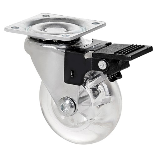 RUEDA GIR. FRENO CROMADA PU - 50 MM