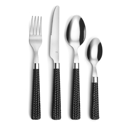 CUBERTERIA INOX + PP PAILLE NEGR - 24 PZ
