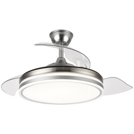 VENTILADOR TECHO C/LUZ 3 ASPAS RETRACTIL PLATA - 107 CM