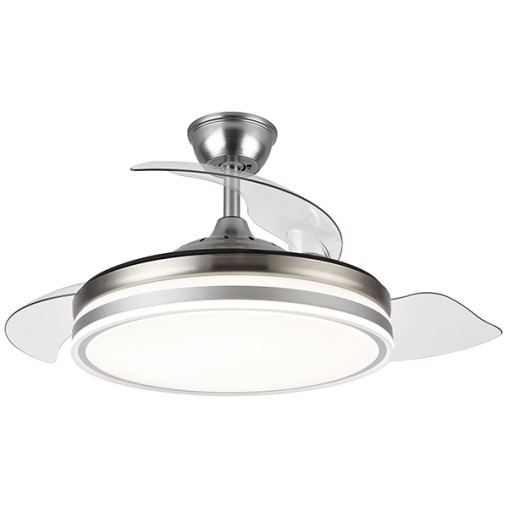 VENTILADOR TECHO C/LUZ 3 ASPAS RETRACTIL PLATA - 107 CM