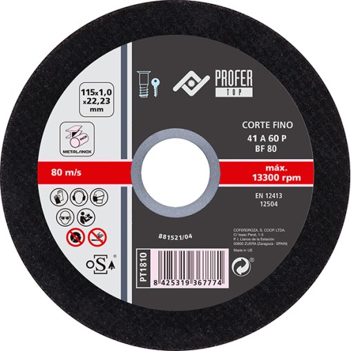 DISCO C FINO INOX PLANO - 115X1MM