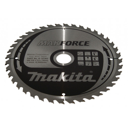 B-32362 Disco sierra circular , Makparace T.C.T, 235 x 30 mm, 40 D