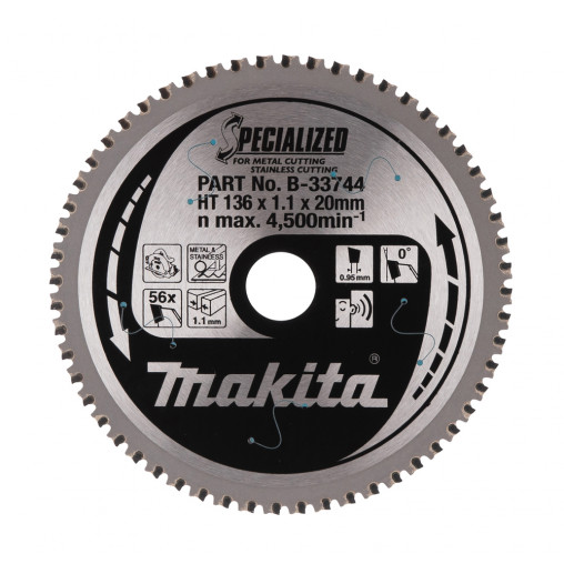 B-33744 Disco sierra circular , Specialized T.C.T, 136 x 20 mm, 56 D