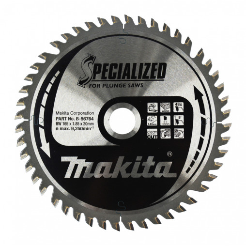 B-56764 Disco sierra circular , Specialized T.C.T, 165 x 20 mm, 48 D