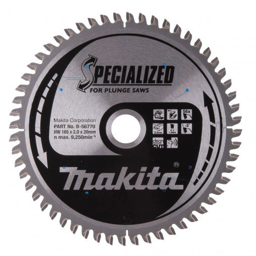 B-56770 Disco sierra circular, Specialized T.C.T, 165 x 20 mm, 56 D