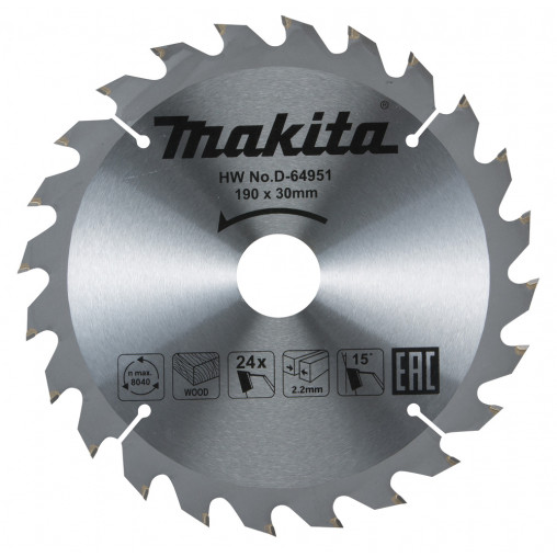 D-64951 Disco sierra circular , Standard T.C.T. 190 x 30 mm, 24 D